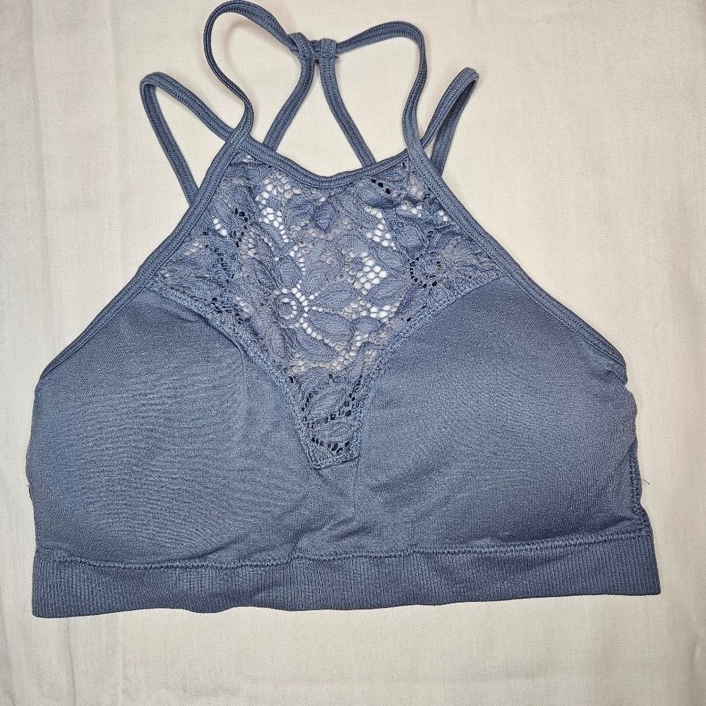 Zenana Romantic Night Floral Lace / Crochet Bralette Cement NWT S/M Layering